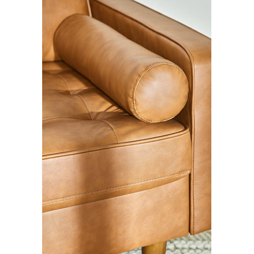 TAN STOCKHOLM FAUX LEATHER REVERSIBLE CHAISE SOFA