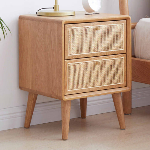 MODERN COLLECTIVE ENZO AMERICAN OAK WOOD BEDSIDE TABLE