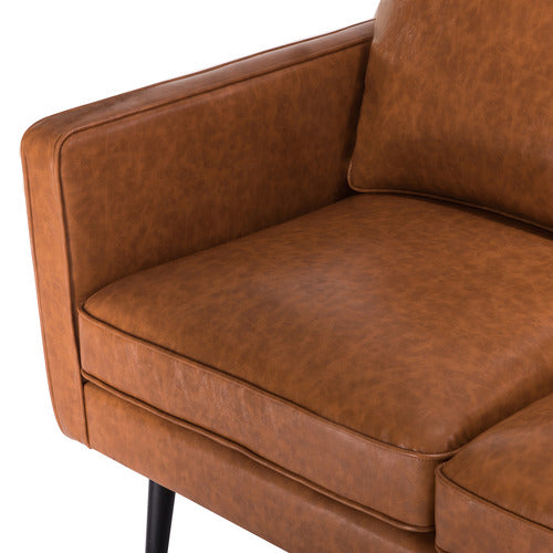 TAN CARLO FAUX LEATHER 3 SEATER SOFA