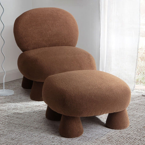CARAMEL BARNEY BOUCLE ACCENT CHAIR