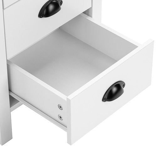 CORE LIVING WHITE & NATURAL EAST HASTINGS 3 DRAWER BEDSIDE TABLE