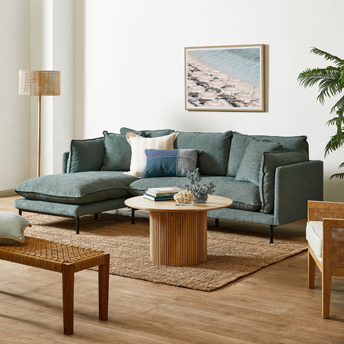 OCEAN GREEN BELLAMY 3 SEATER SOFA WITH CHAISE
