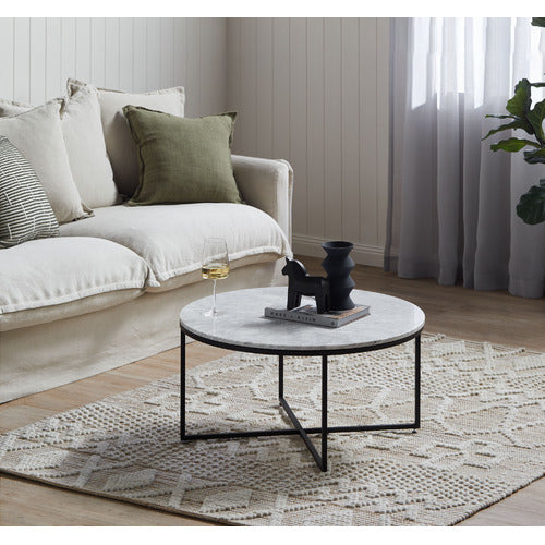 80CM WHITE SERENA ITALIAN CARRARA MARBLE COFFEE TABLE
