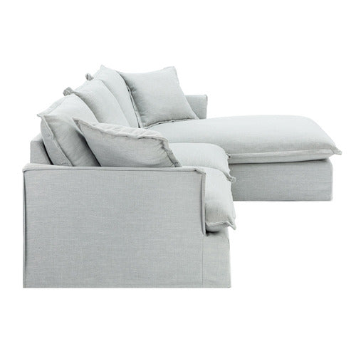 CREAM SOFTY PREMIUM 3 SEATER SLIPCOVER SOFA WITH CHAISE