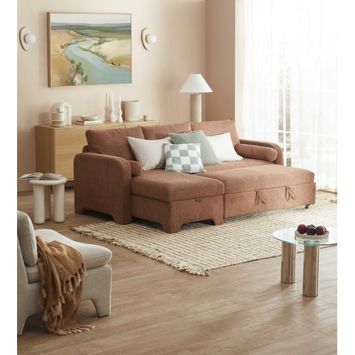 FRIDA 4 SEATER QUEEN SOFA BED WITH REVERSIBLE CHAISE