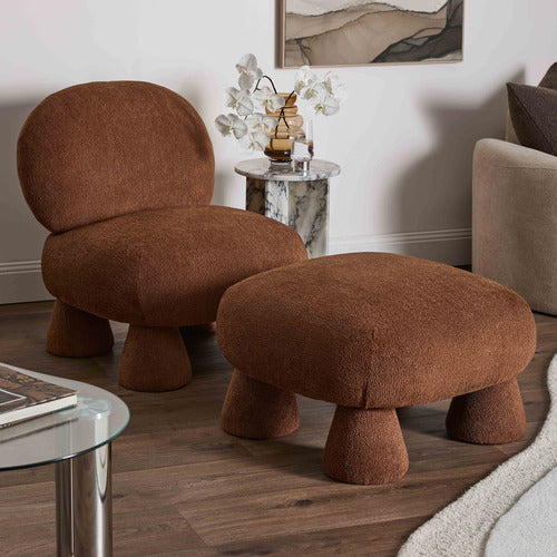 CARAMEL BARNEY BOUCLE ACCENT CHAIR