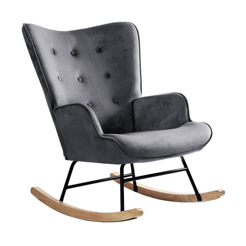LIVING FUSION SANDY VELVET ROCKING CHAIR