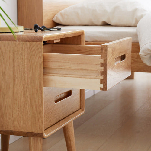 MODERN COLLECTIVE TYRONE AMERICAN OAK WOOD BEDSIDE TABLE