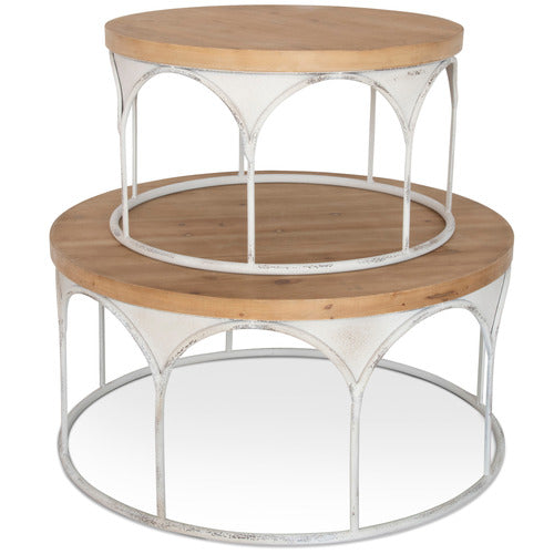 SLH HOUSE 2 PIECE STACEY FIR WOOD NESTING COFFEE TABLE SET
