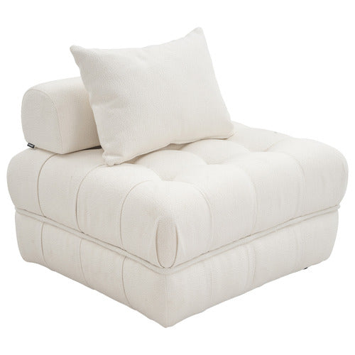 EVER DREAMING LIVING WHITE ELLA 120CM BOUCLE LOUNGE CHAIR