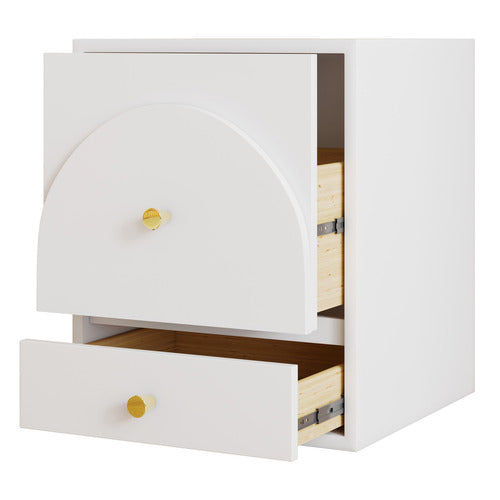 AROYA HOME WHITE SOLARA 2 DRAWER BEDSIDE TABLE