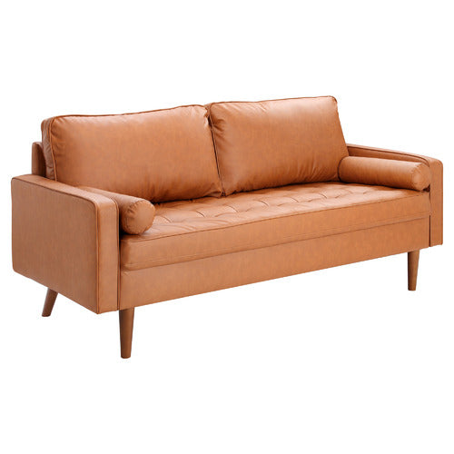 TAN STOCKHOLM FAUX LEATHER SOFA