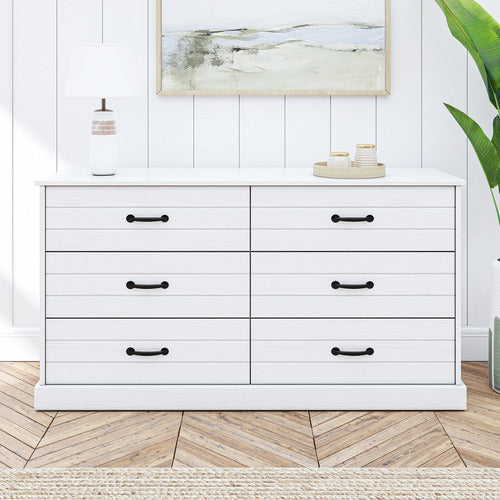 WEST VALLEY INTERIORS WHITE HAMPTONS 6 DRAWER CHEST