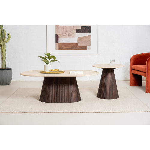KEYS ROAD DESIGNS THEIA TRAVERTINE-LOOK COFFEE TABLE