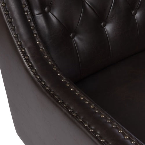 FURNITURE MARKET ELSTERNWICK FAUX LEATHER ARMCHAIR & FOOTSTOOL SET