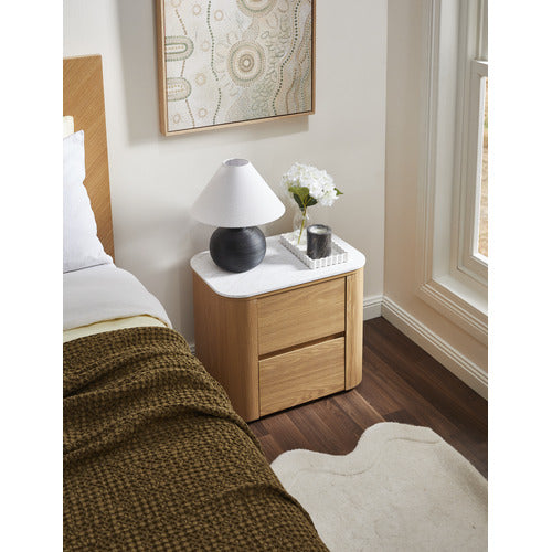 CARLTON FAUX MARBLE BEDSIDE TABLE