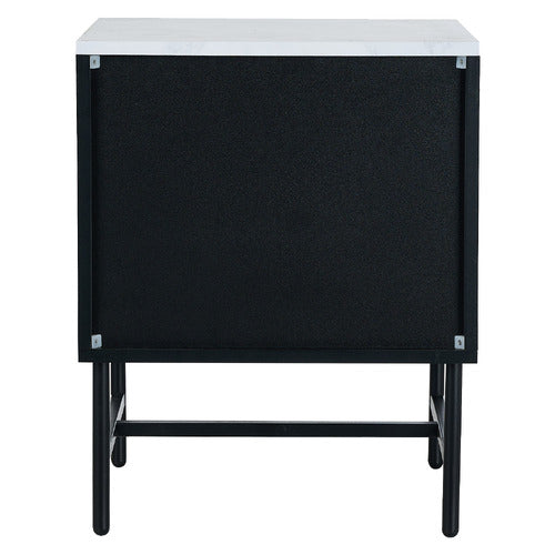 LIVING FUSION HAMMOND 2 DRAWER FAUX MARBLE BEDSIDE TABLE