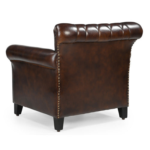 THE DECOR STORE STUDDED LEATHER ARM CHAIR
