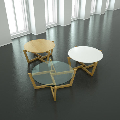 ESTUDIO FURNITURE MONTEREY GLASS & OAK COFFEE TABLE