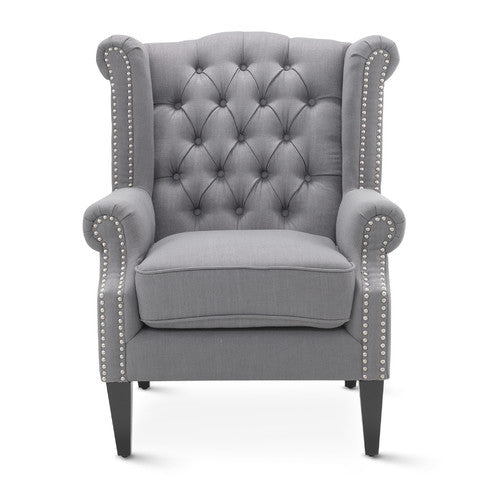 HYDE PARK HOME GREY DUKE WINGBACK ARMCHAIR