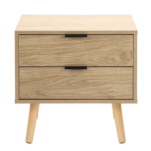NATURAL LARS 2 DRAWER BEDSIDE TABLE