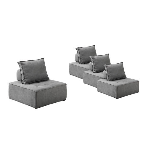 LIVING FUSION ELGA UPHOLSTERED ARMLESS LOUNGE CHAIRS (SET OF 4)