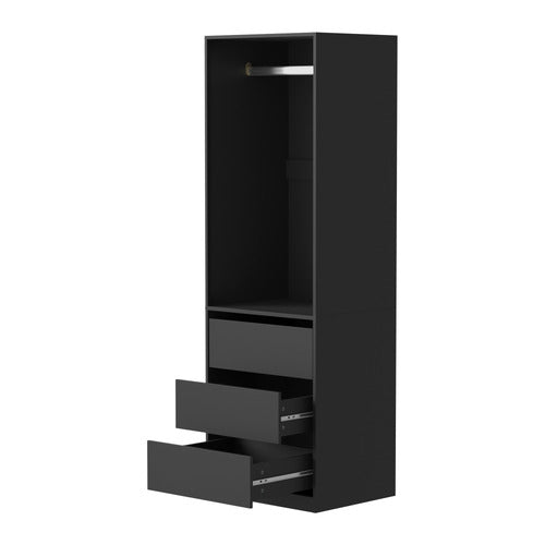 LIVING FUSION BLACK CASSANDRA 3 DRAWER WARDROBE