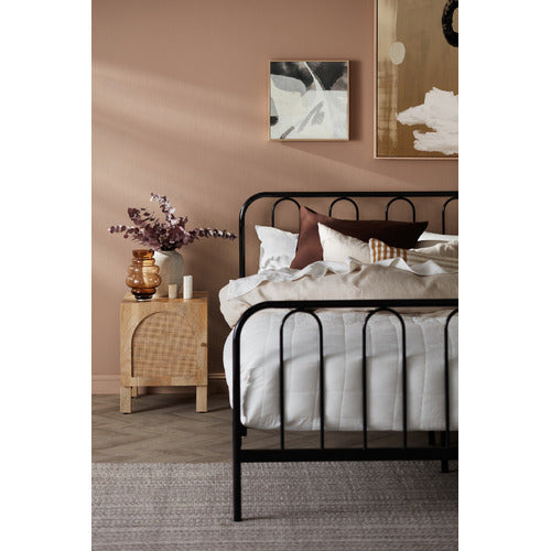 NATURAL ANYA MANGO WOOD & RATTAN BEDSIDE TABLE