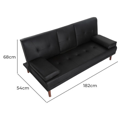EVER DREAMING LIVING VERNICE 3 SEATER FAUX LEATHER SOFA BED