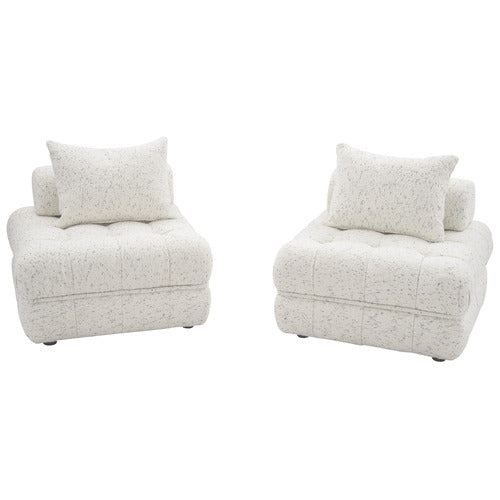 EVER DREAMING LIVING BEIGE ELLA 120CM WOOL-BLEND LOUNGE CHAIRS (SET OF 2)