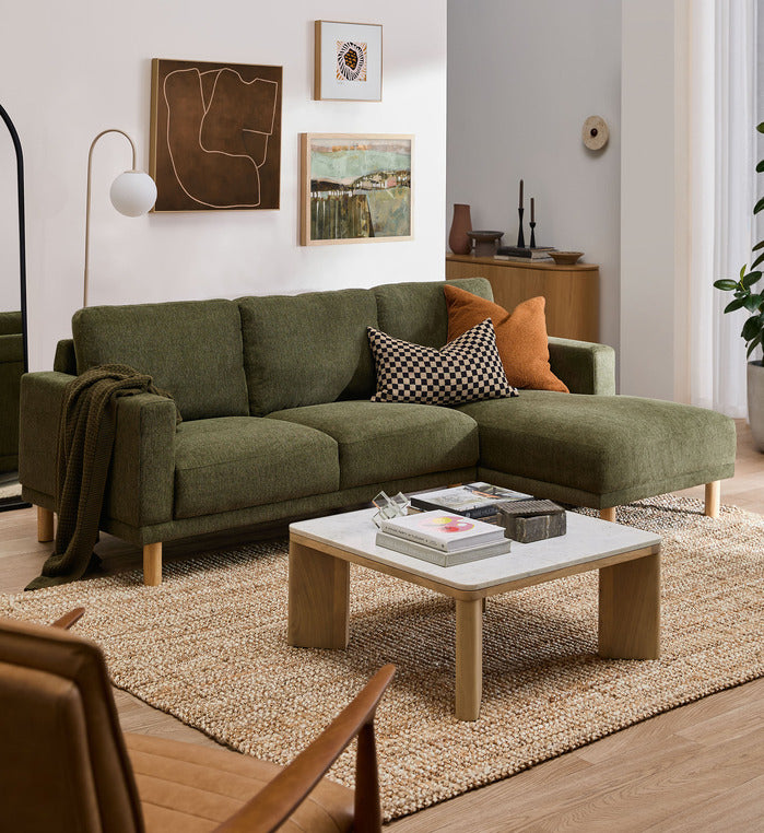 MISHA SQUARE MANGO WOOD & MARBLE COFFEE TABLE