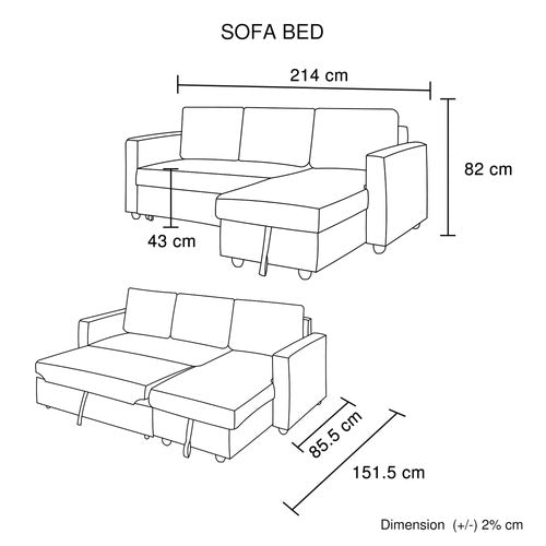 SOUTHERN STYLERS GREY YARRA 3 SEATER SOFA BED