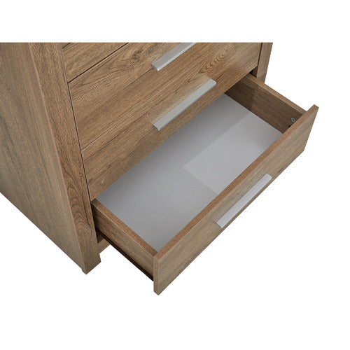 MIKASA FURNITURE DARK OAK MADDINGTON 5 DRAWER TALLBOY