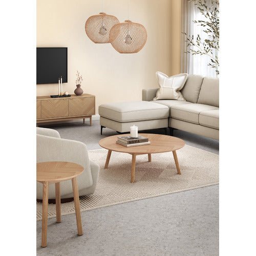 DION HERRINGBONE OAK WOOD COFFEE TABLE
