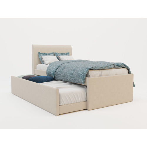 RAWSON & CO LIANNE UPHOLSTERED KING SINGLE BED WITH TRUNDLE