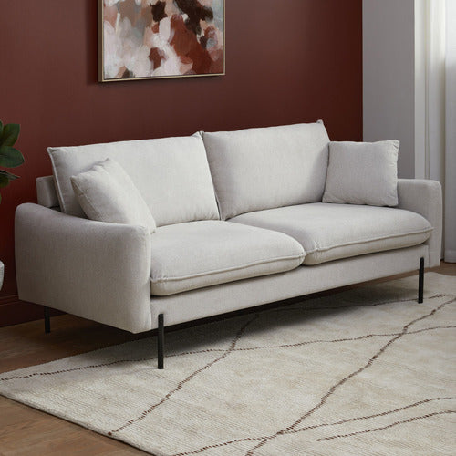 NATURAL GEORGIE 3 SEATER UPHOLSTERED SOFA