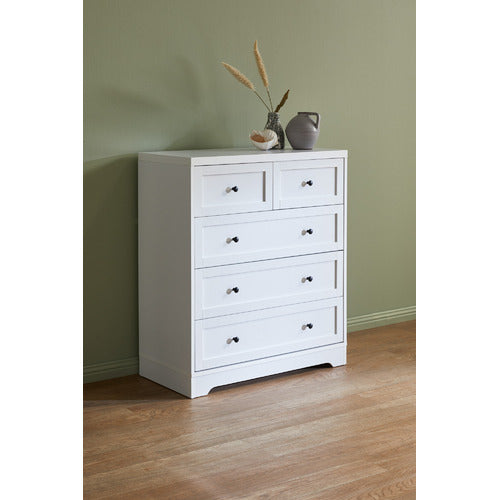 LIVING FUSION WHITE AURORA 5 DRAWER CHEST