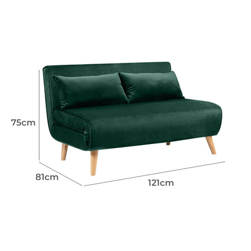DARK GREEN AERO VELVET DOUBLE SOFA BED