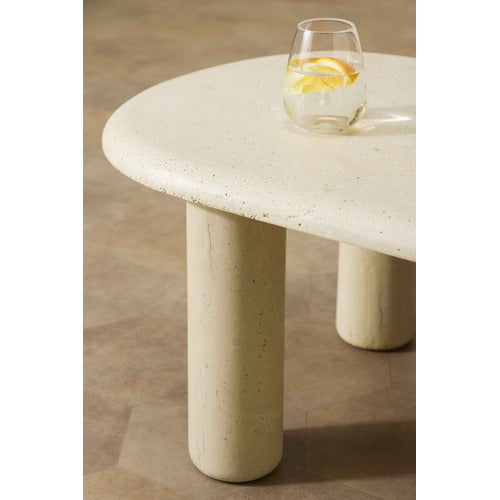 BYRON TRAVERTINE-LOOK OUTDOOR COFFEE TABLE
