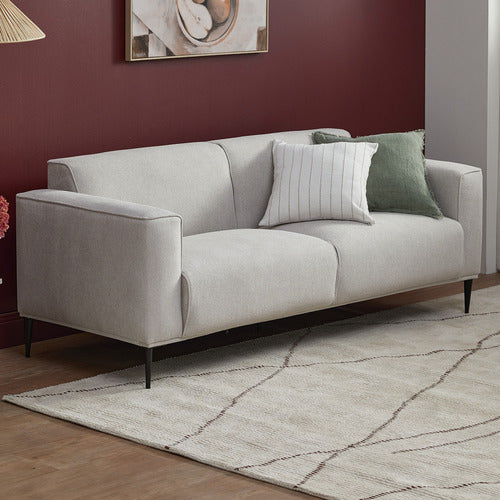 NATURAL RHYS 3 SEATER UPHOLSTERED SOFA
