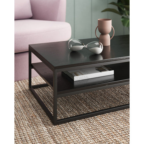 BLACK BORAS 120CM COFFEE TABLE WITH SHELF