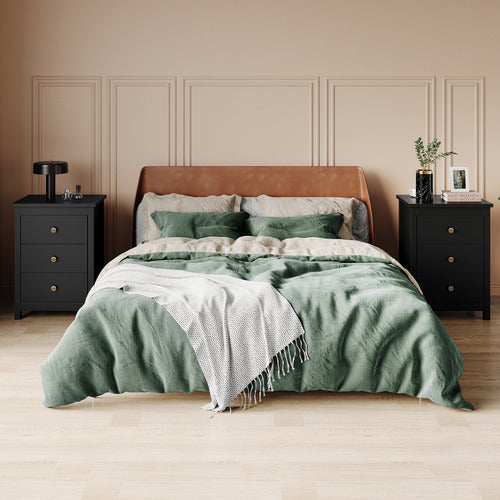 HOXTON ROOM BLACK GEOFFREY 3 DRAWER BEDSIDE TABLE