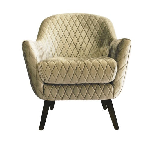 BROOKLYN AND BELLA QUILTED VELVET CLUB CHAIR WITH BLACK LEGS