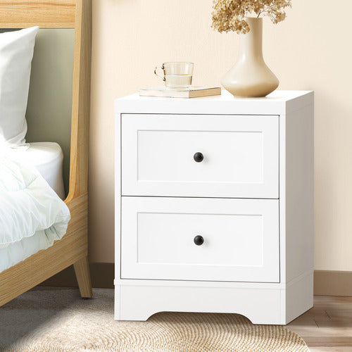LIVING FUSION WHITE AURORA 2 DRAWER BEDSIDE TABLE