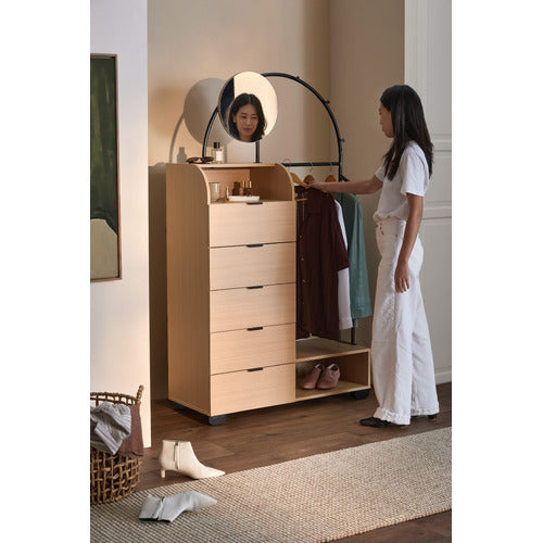 JOANE ARCHED ENTRYWAY WARDROBE WITH MIRROR