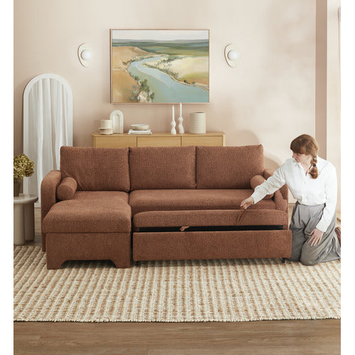 FRIDA 4 SEATER QUEEN SOFA BED WITH REVERSIBLE CHAISE