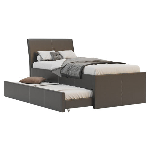 RAWSON & CO VIVIAN KING SINGLE FAUX LEATHER TRUNDLE BED