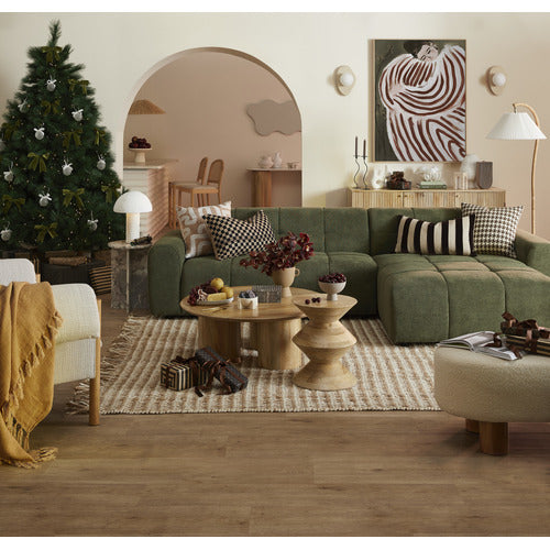 CLOVER MANGO WOOD PILLAR LEG COFFEE TABLE