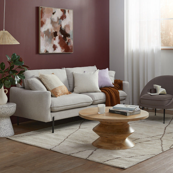 NATURAL GEORGIE 3 SEATER UPHOLSTERED SOFA