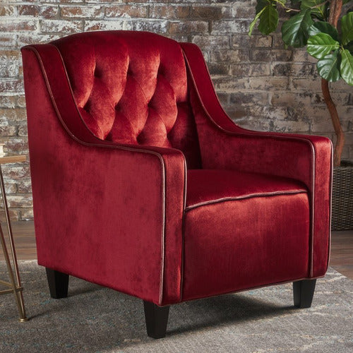 FURNITURE MARKET LARA TUFTED NEW VELVET ARMCHAIR